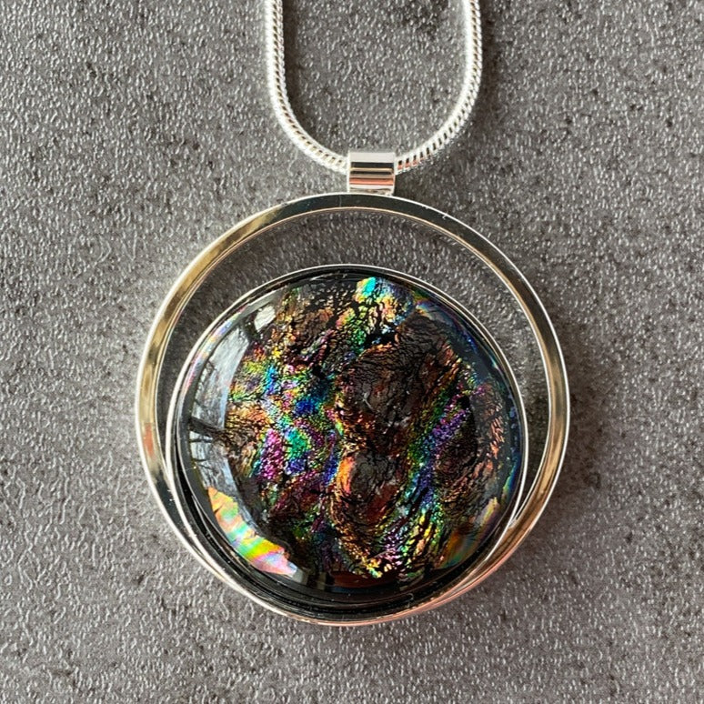 Twilight In The Forest, Multi-Color Dichroic Glass, Silver