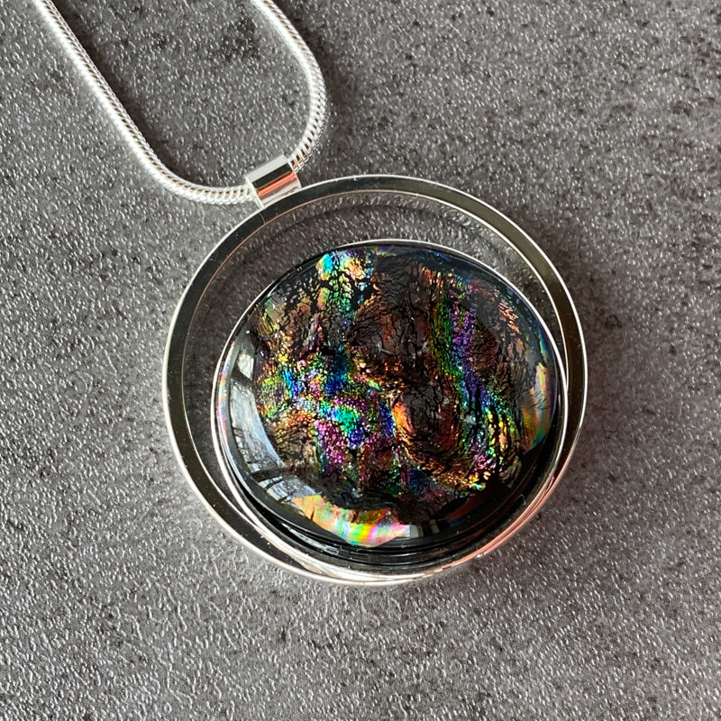 Twilight In The Forest, Multi-Color Dichroic Glass, Silver