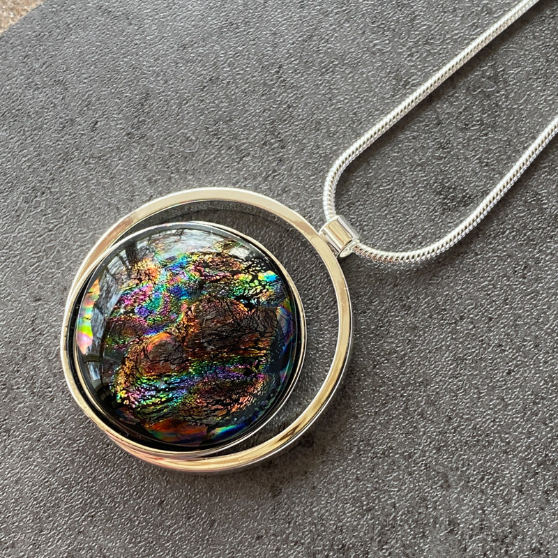 Twilight In The Forest, Multi-Color Dichroic Glass, Silver