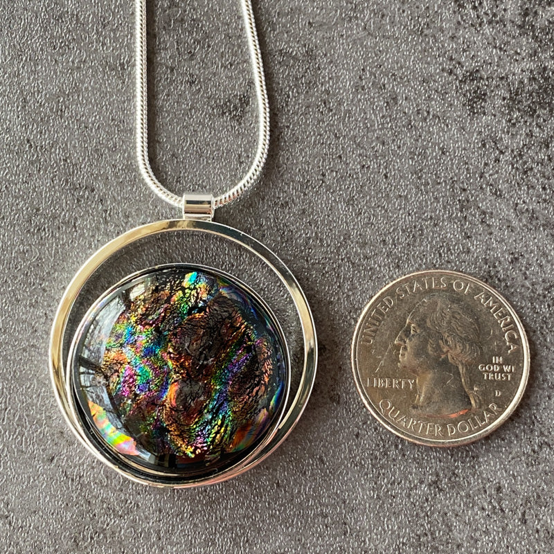 Twilight In The Forest, Multi-Color Dichroic Glass, Silver