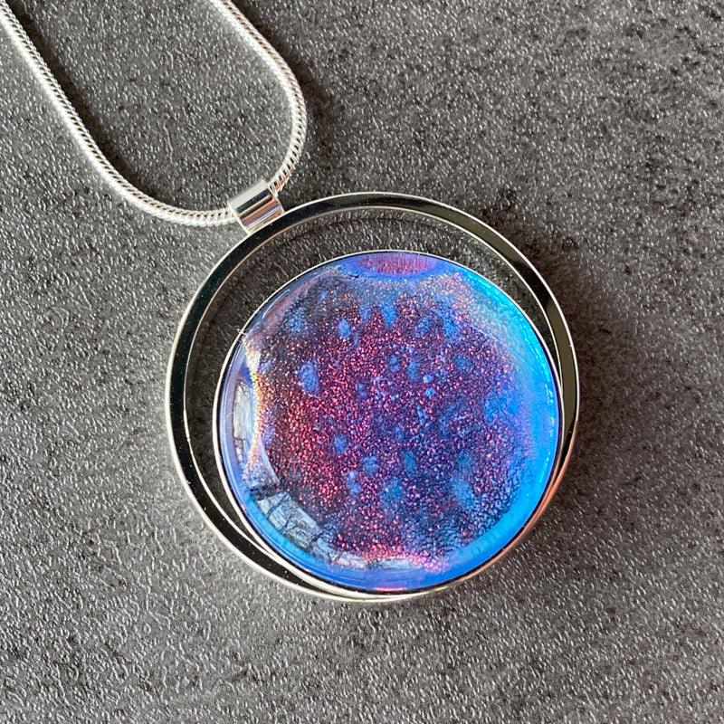 Daydream, Multi-Color Dichroic Glass Necklace, Silver