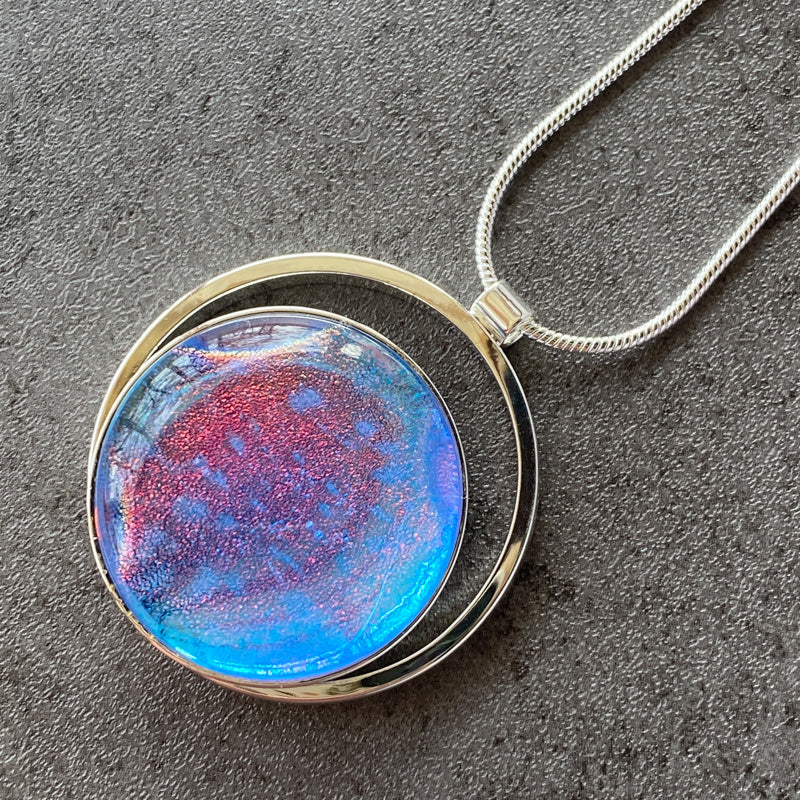 Daydream, Multi-Color Dichroic Glass Necklace, Silver