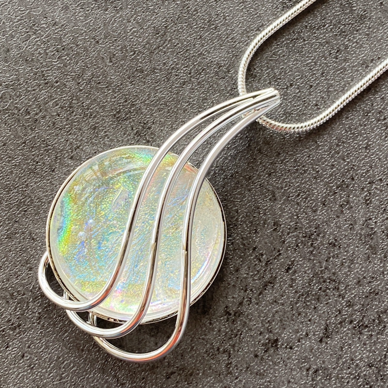 Dazzling, Dichroic Glass Necklace, Silver