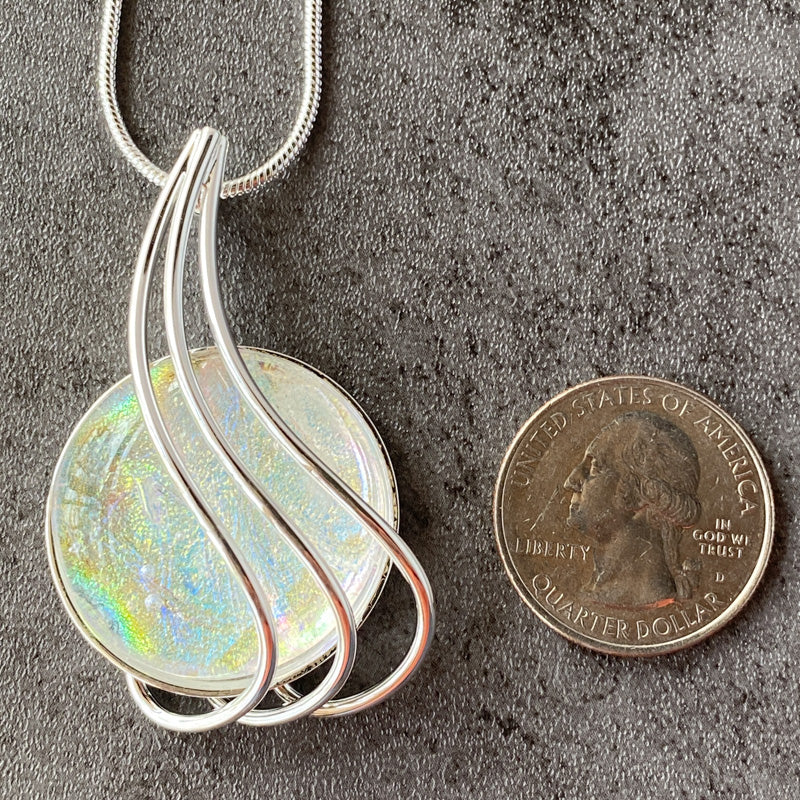 Dazzling, Dichroic Glass Necklace, Silver