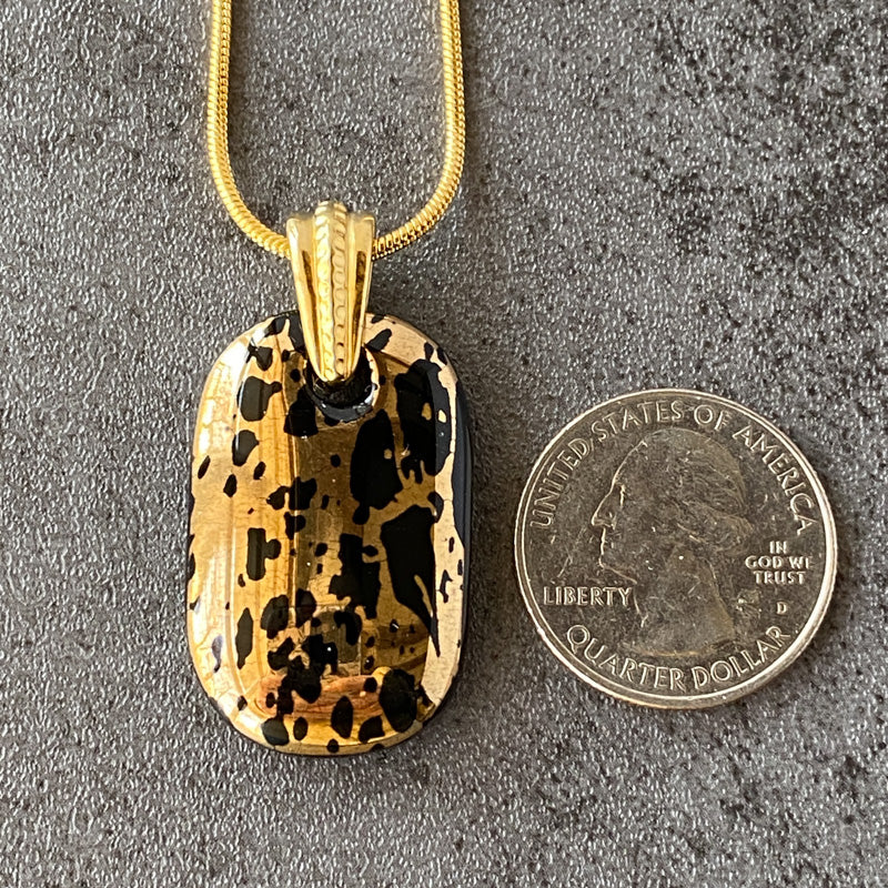 Dark Elegance, Black and 18kt Gold Fused Glass Necklace