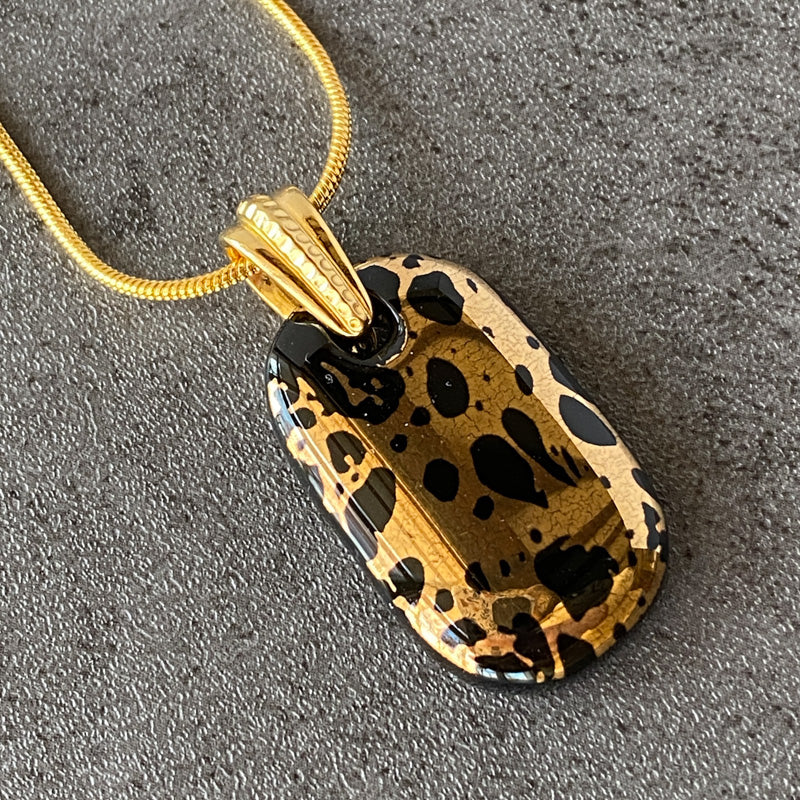 Gala Gleam, Black and 18kt Gold Fused Glass Necklace