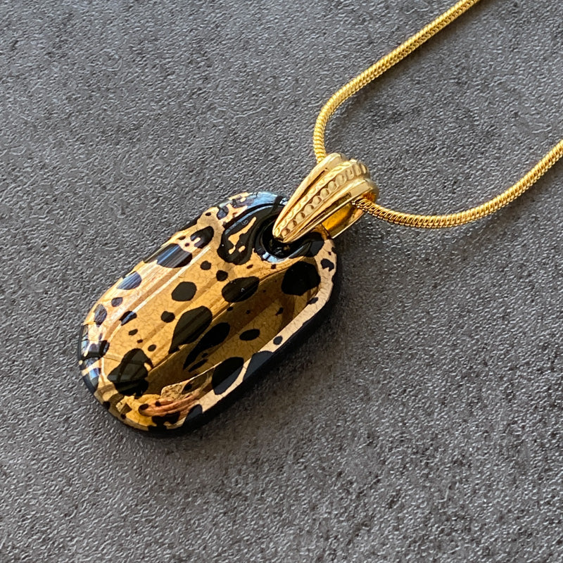 Gala Gleam, Black and 18kt Gold Fused Glass Necklace