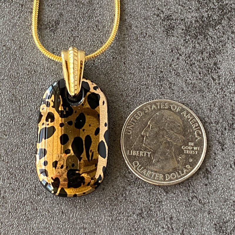 Gala Gleam, Black and 18kt Gold Fused Glass Necklace