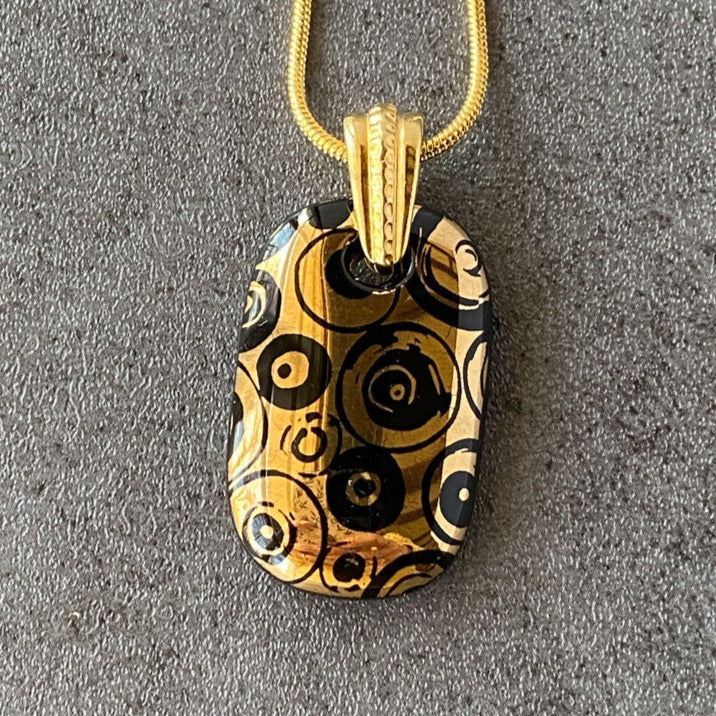 After Hours Glamour, Black and 18kt Gold Fused Glass Necklace