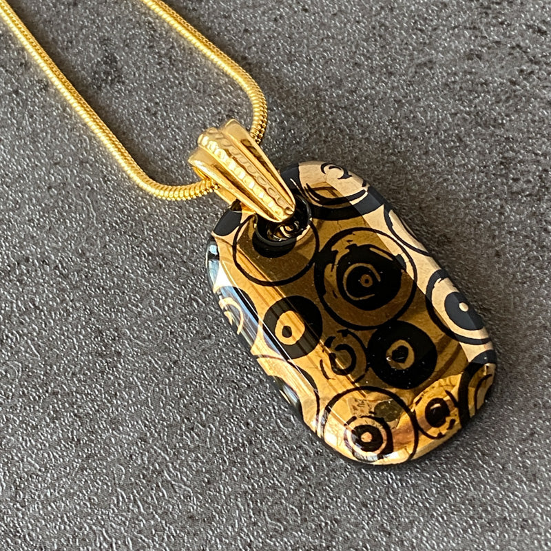 After Hours Glamour, Black and 18kt Gold Fused Glass Necklace