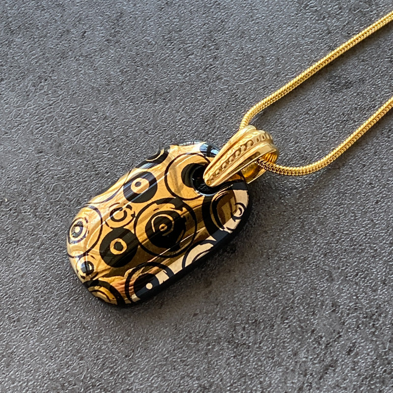 After Hours Glamour, Black and 18kt Gold Fused Glass Necklace