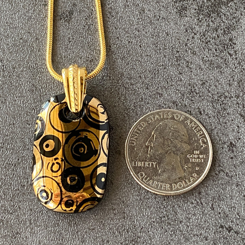 After Hours Glamour, Black and 18kt Gold Fused Glass Necklace