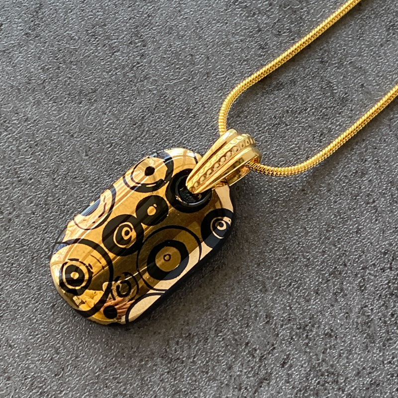 Night Symphony, Black and 18kt Gold Fused Glass Necklace