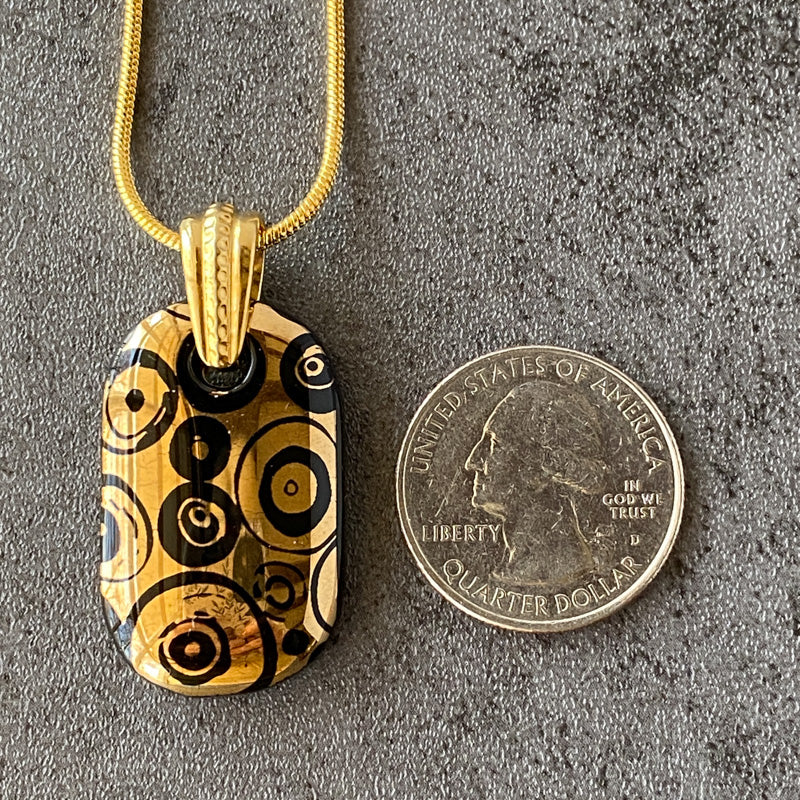 Night Symphony, Black and 18kt Gold Fused Glass Necklace