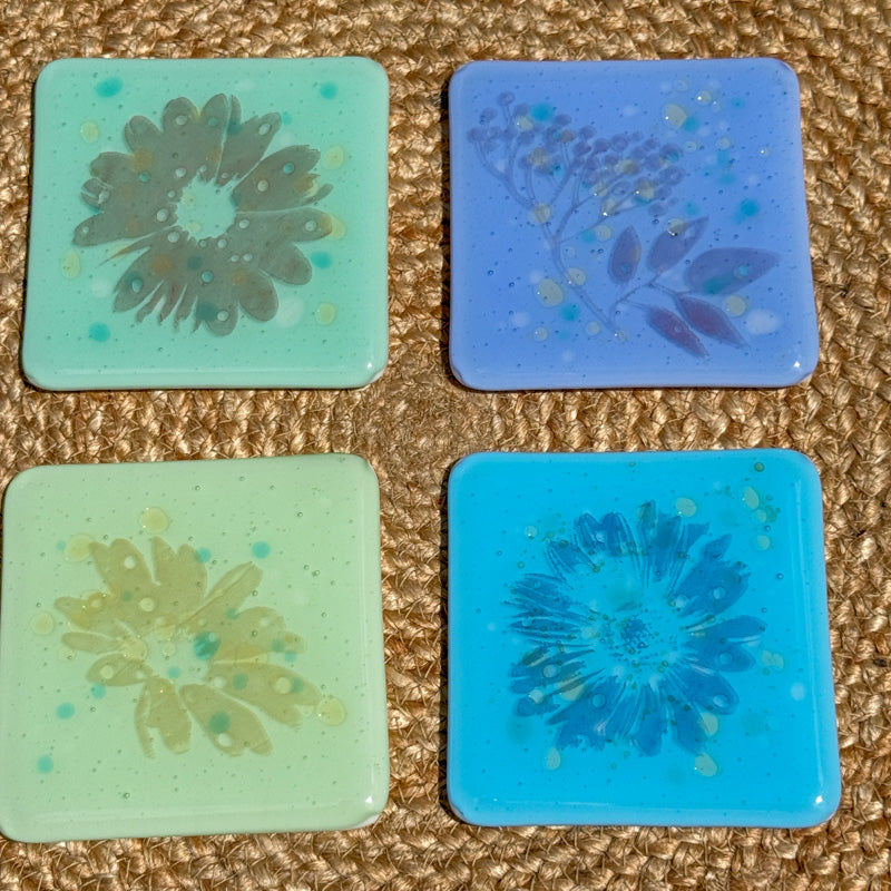 Windswept Wilds, Summer Breeze Collection coaster set, blues & greens