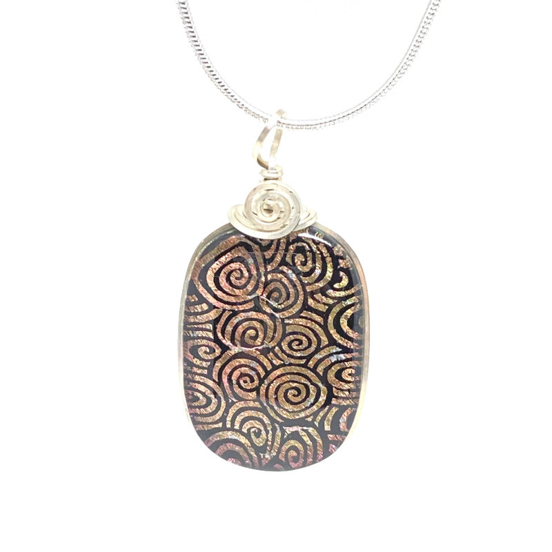 Bubble Gum Color Shift, Pale Pink or Green Dichroic Glass Necklace, Silver