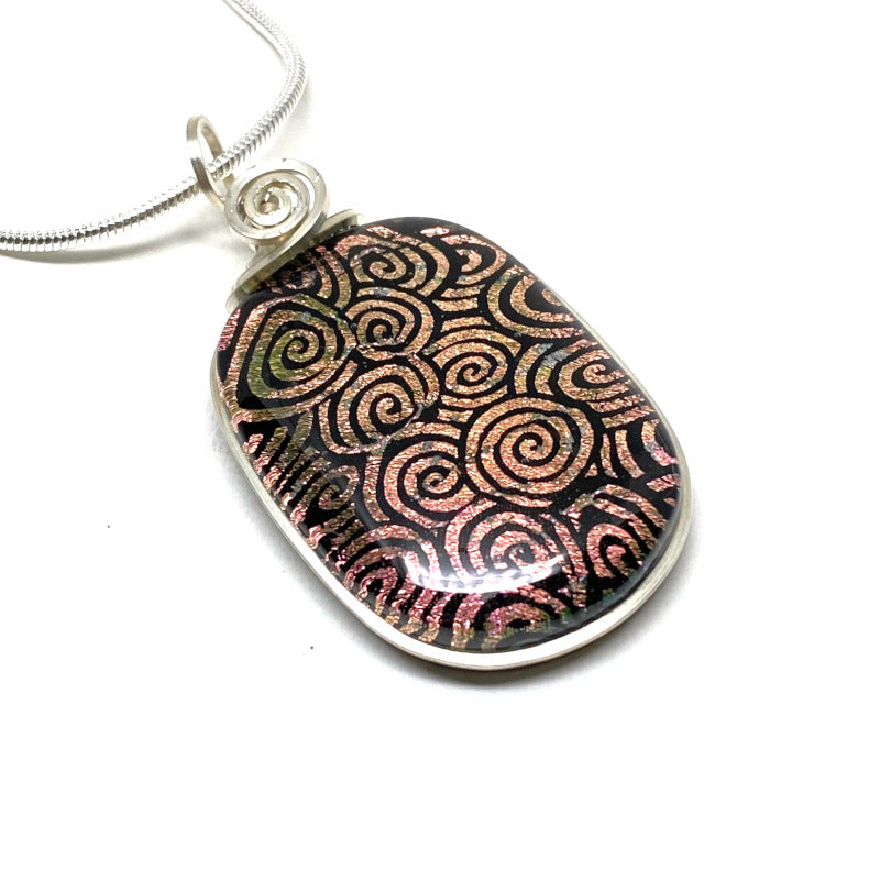 Bubble Gum Color Shift, Pale Pink or Green Dichroic Glass Necklace, Silver