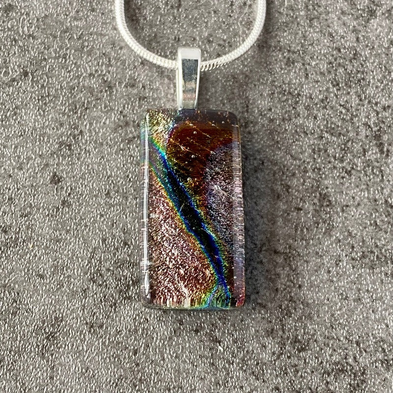 City Lights, Multi-color Dichroic Glass Necklace, Silver