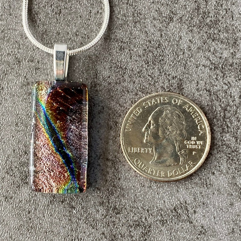 City Lights, Multi-color Dichroic Glass Necklace, Silver