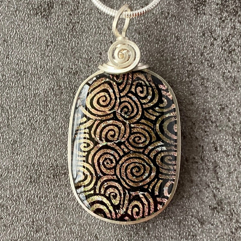 Bubble Gum Color Shift, Pale Pink or Green Dichroic Glass Necklace, Silver