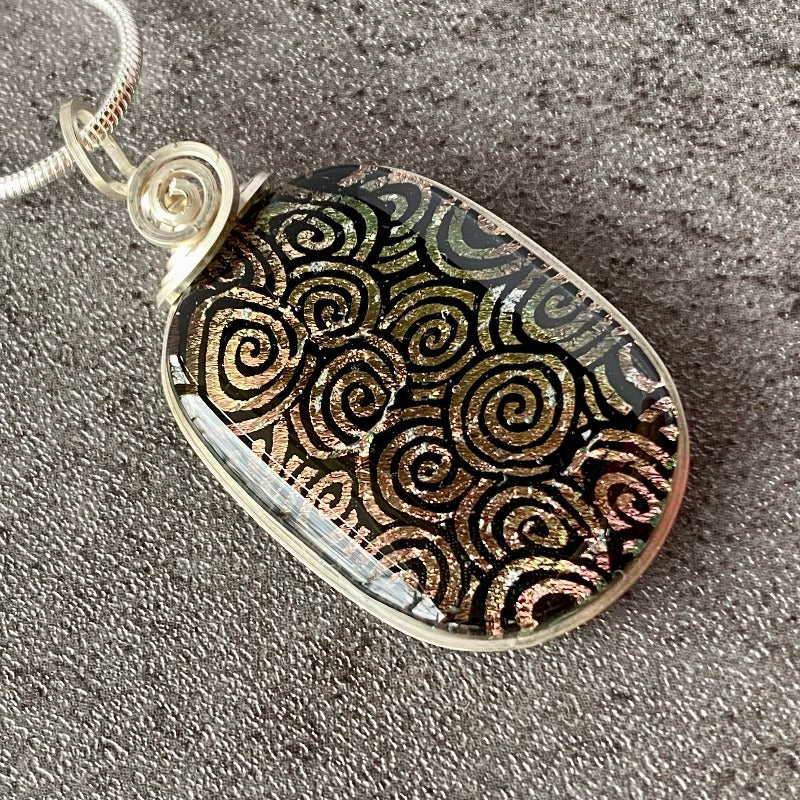 Bubble Gum Color Shift, Pale Pink or Green Dichroic Glass Necklace, Silver