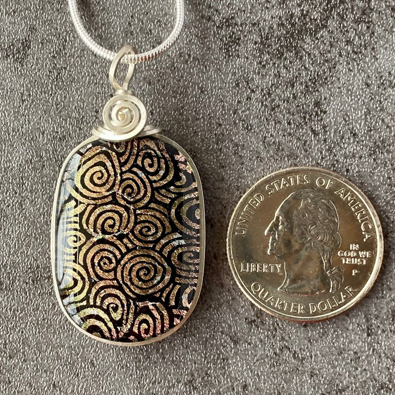 Bubble Gum Color Shift, Pale Pink or Green Dichroic Glass Necklace, Silver