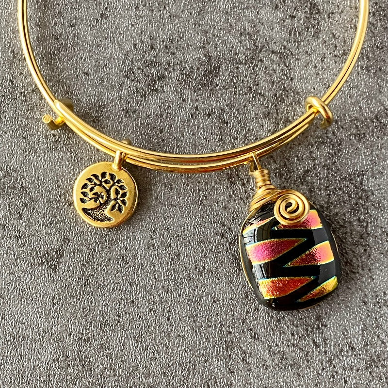 Time to Shine, red dichroic glass