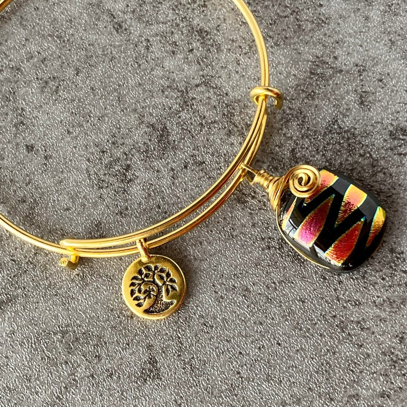 Time to Shine, red dichroic glass