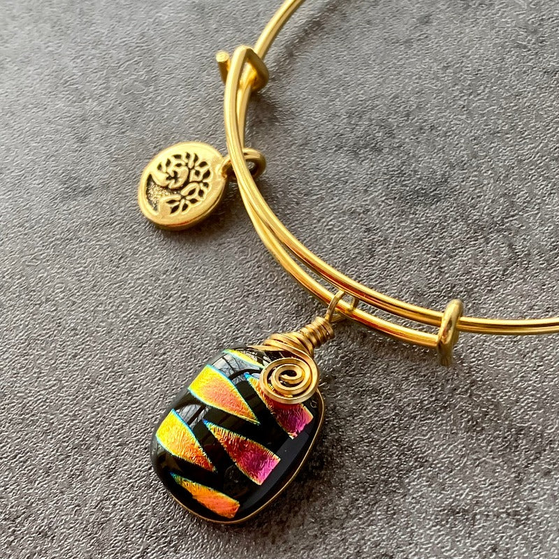 Time to Shine, red dichroic glass