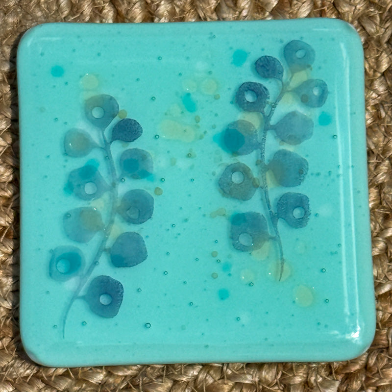 Breezy Botanicals, Summer Breeze Collection coaster set, blues & greens