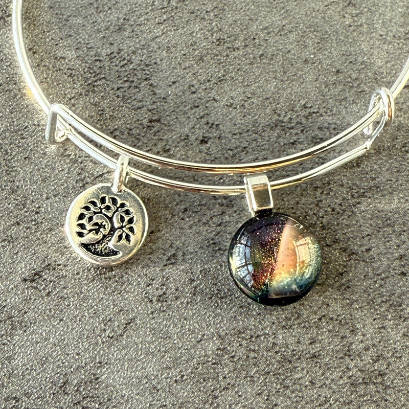 Celestial Sky, Purple Dichroic Glass Bracelet, Silver