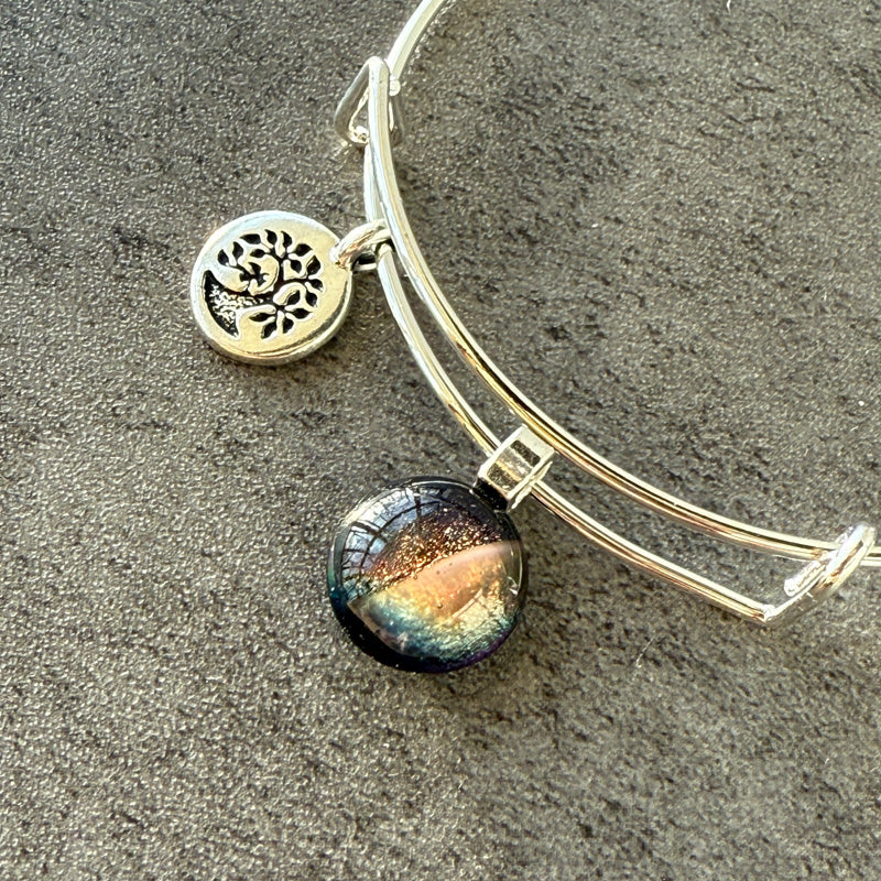 Celestial Sky, Purple Dichroic Glass Bracelet, Silver