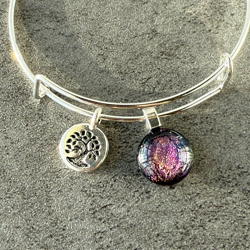 Twilight Sky, Lavender Color Dichroic Glass Bracelet, Silver