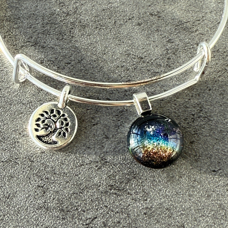 Celestial Dreams, Multi Color Dichroic Glass Bracelet, Silver