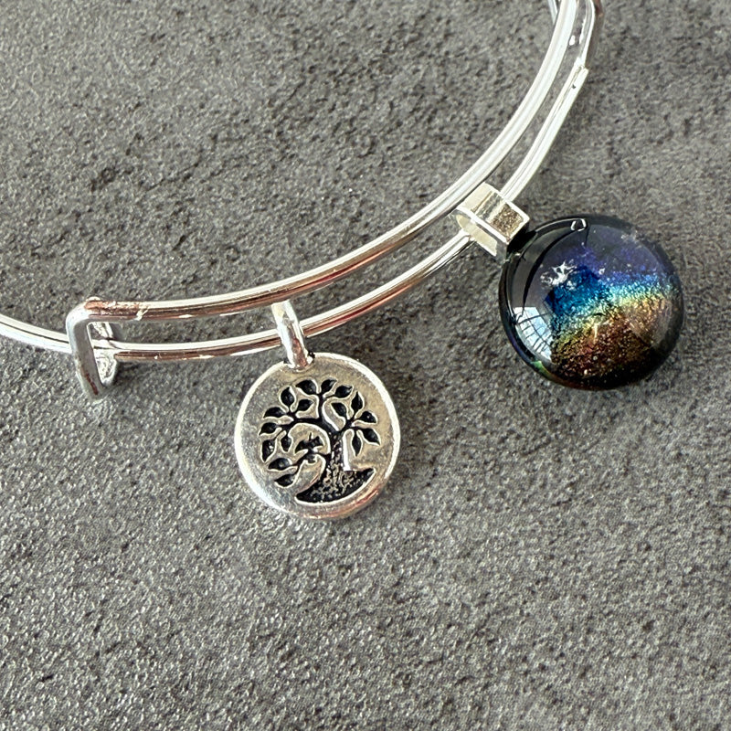 Celestial Dreams, Multi Color Dichroic Glass Bracelet, Silver