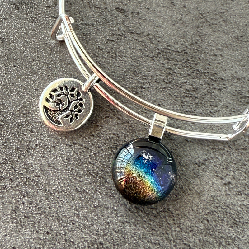 Celestial Dreams, Multi Color Dichroic Glass Bracelet, Silver