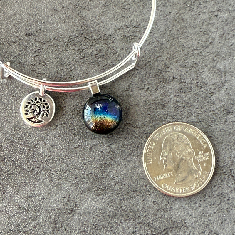 Celestial Dreams, Multi Color Dichroic Glass Bracelet, Silver