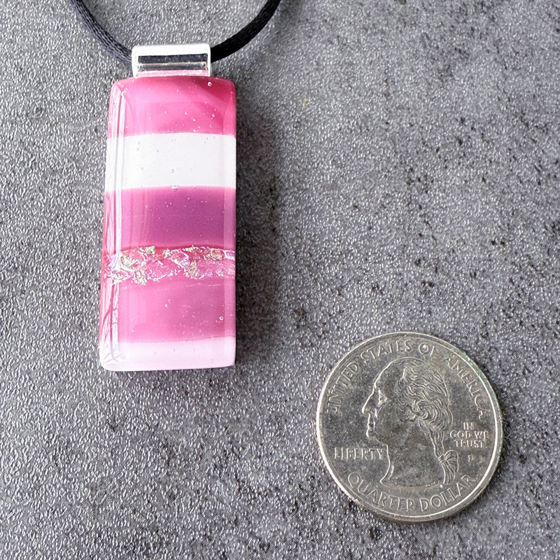 Midsummer Rosé, Pink Fused Glass Necklace, cranberry, mauve, silver