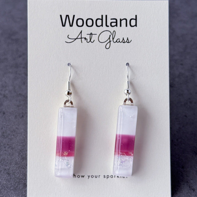 Mauve Melody, Pink Fused Glass Earrings, cranberry, mauve, silver