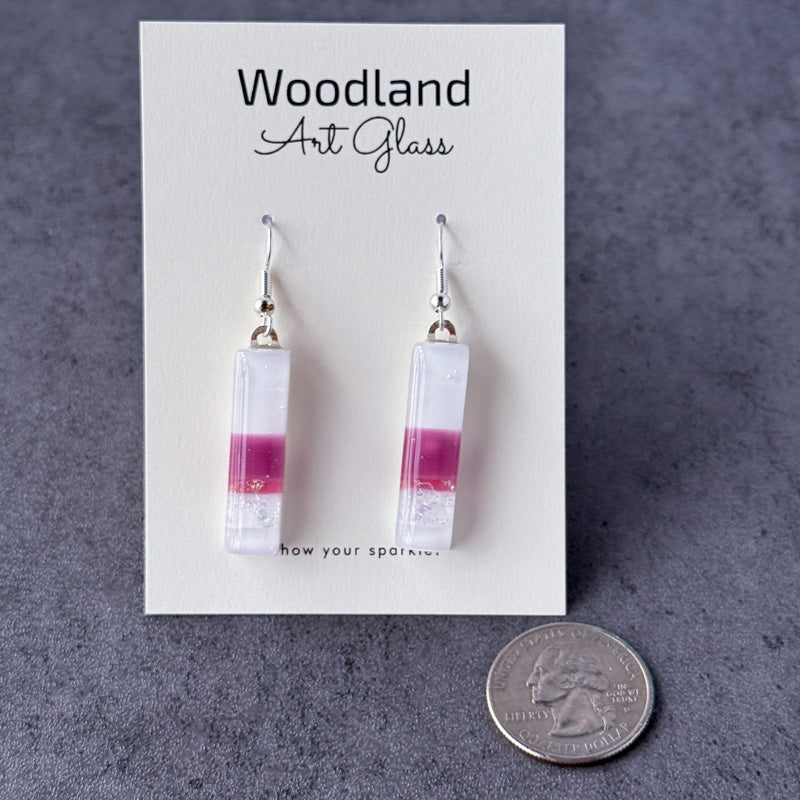 Mauve Melody, Pink Fused Glass Earrings, cranberry, mauve, silver