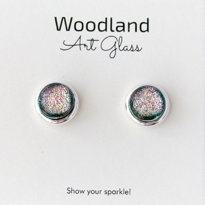 Champagne Glow, Pale Pink Dichroic Earrings, Silver