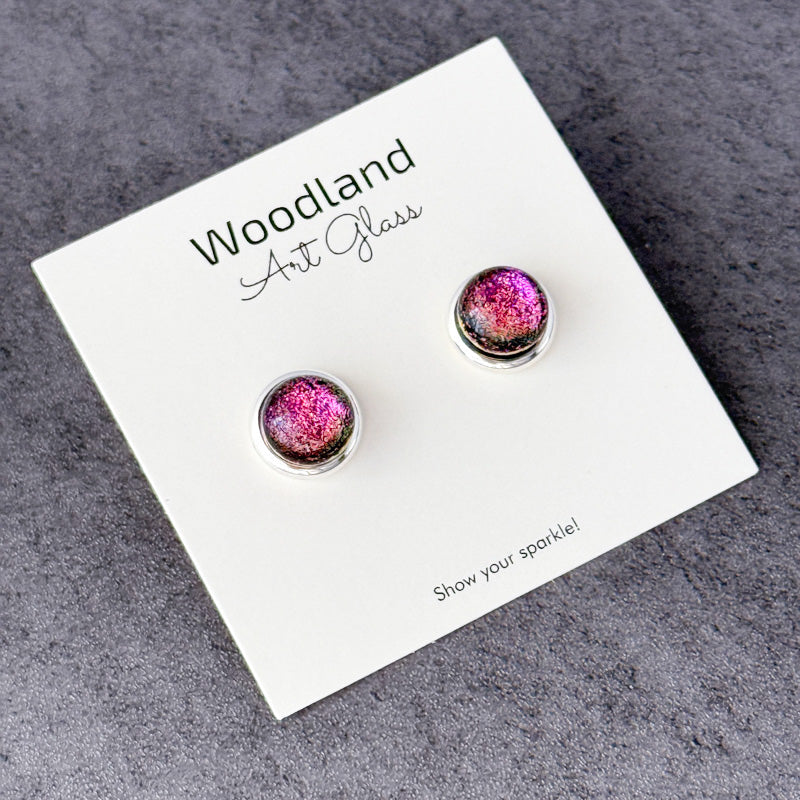 Ballet Blush, Pink Dichroic Earrings, Silver