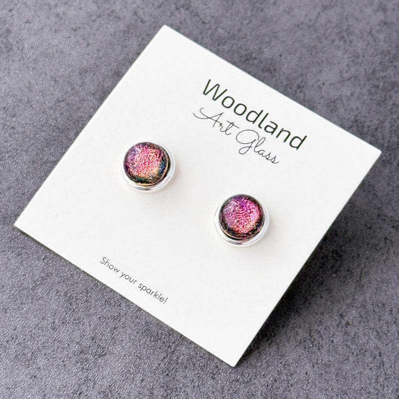 Ballet Blush, Pink Dichroic Earrings, Silver