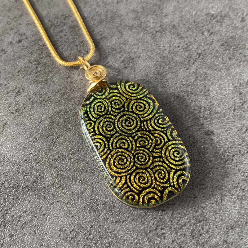 Autumn Wind, Gold Dichroic Glass Necklace