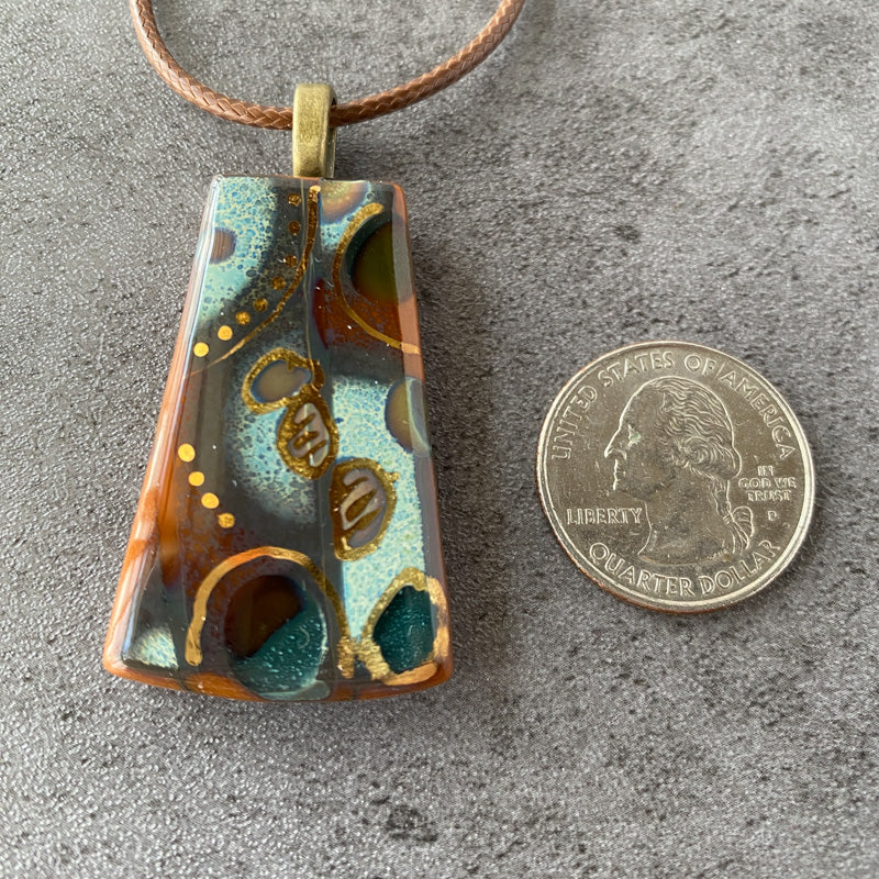 Pottery & Patina, Ancient Relic Style Fused Glass Necklace, rust