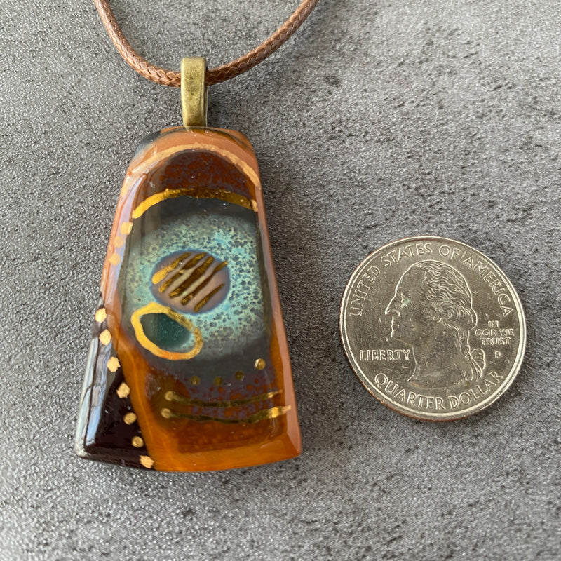 Rust & Relic, Ancient Relic Style Fused Glass Necklace, rust