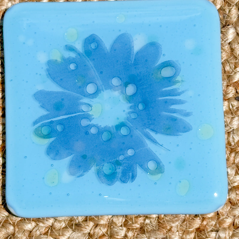 Whispers of Bloom, Summer Breeze Collection coaster set, blues & greens