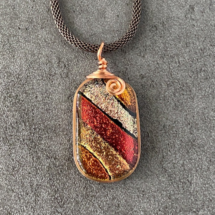 Sweater Weather, Copper Dichroic Glass Necklace