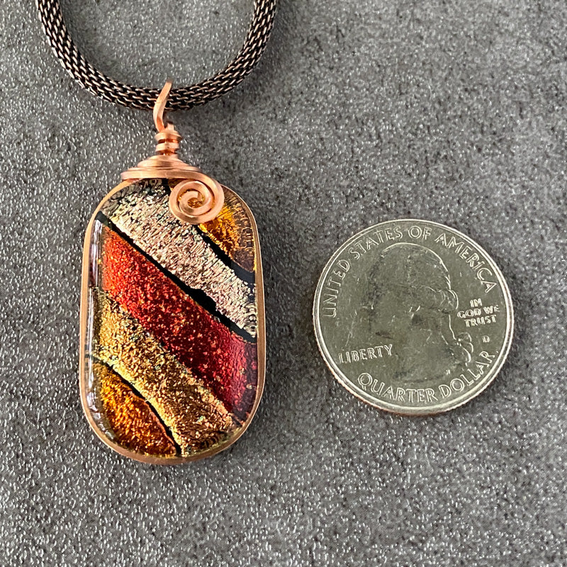 Sweater Weather, Copper Dichroic Glass Necklace