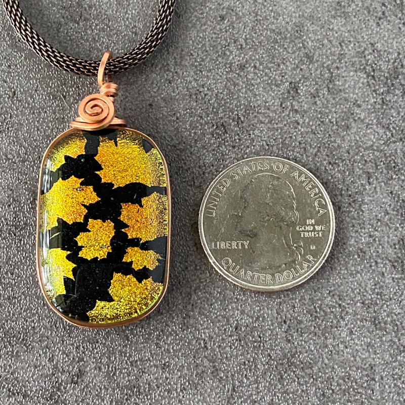 Maple Lane, Copper Dichroic Glass Necklace